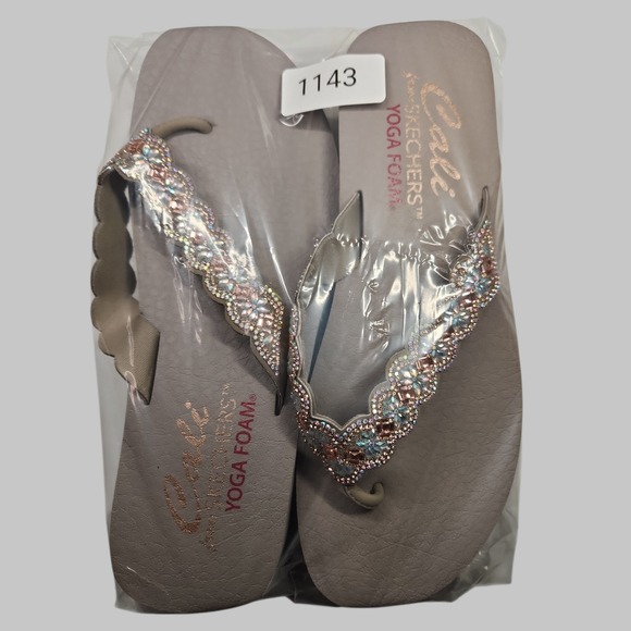 WOMEN`S SKECHERS "CALI" YOGA FOAM FLIP FLOPS SIZE 10 NWOT TAUPE - Picture 6 of 6